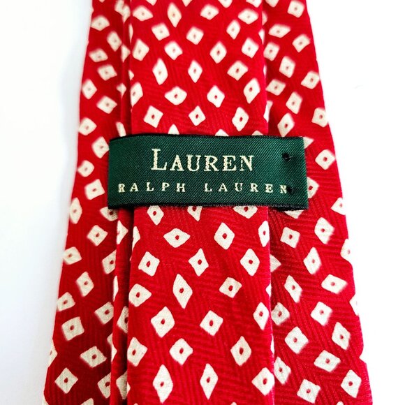 Lauren Ralph Lauren Mens Red Silk Tie~T177.3 - Picture 2 of 5